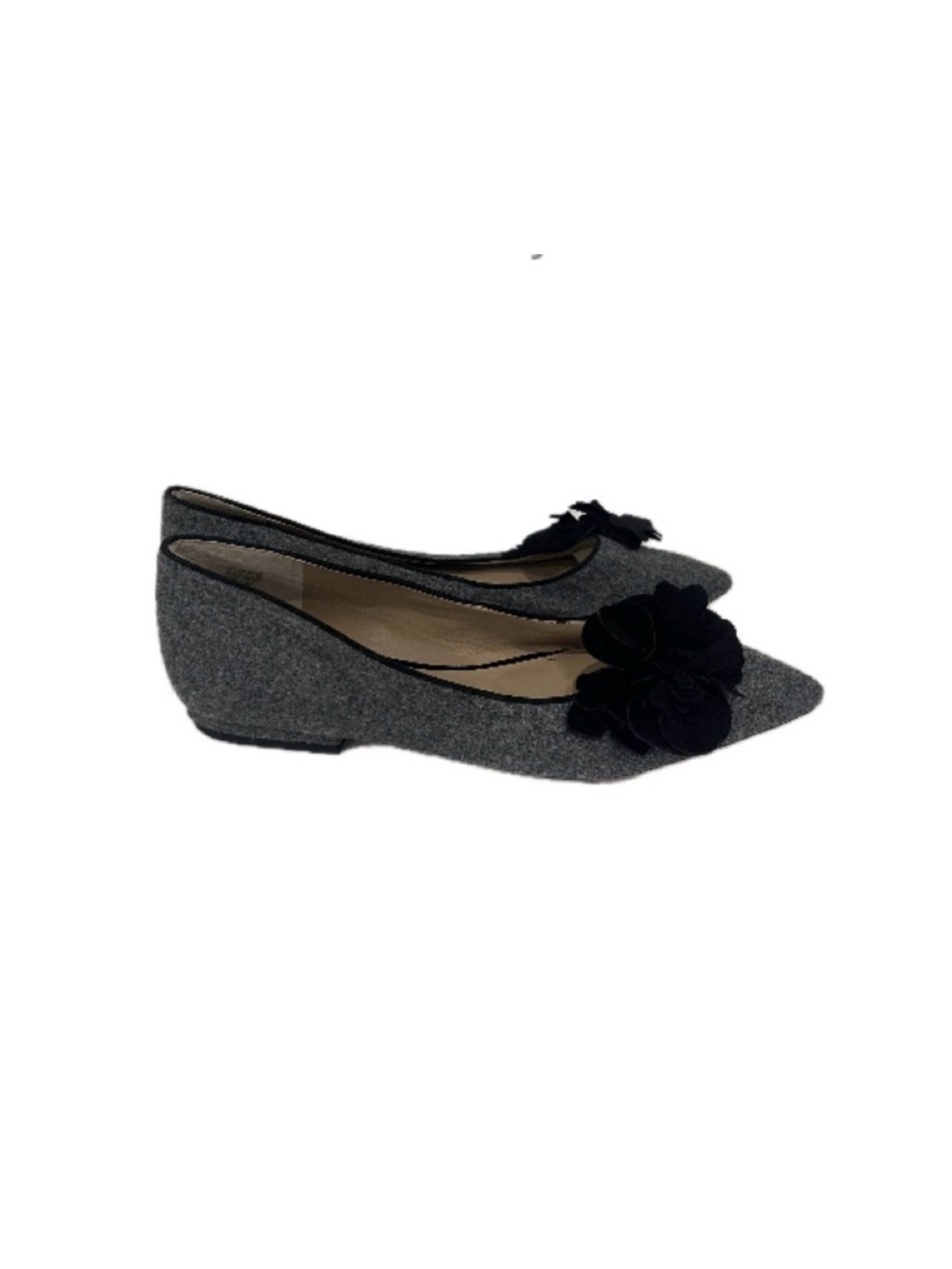 Ann Taylor, Women's flats with tweed with Black Floral Detail, Size 7.5